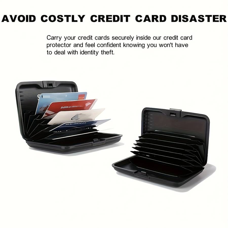 1pc Aluminum Alloy Card Holder Wallet Simple Style Color Block Design Unlined Non-Braided Blac
