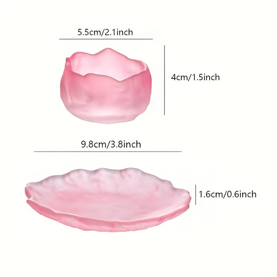 Bowl Style Transparent Pink Irregular Tea Cup  Thickened Base