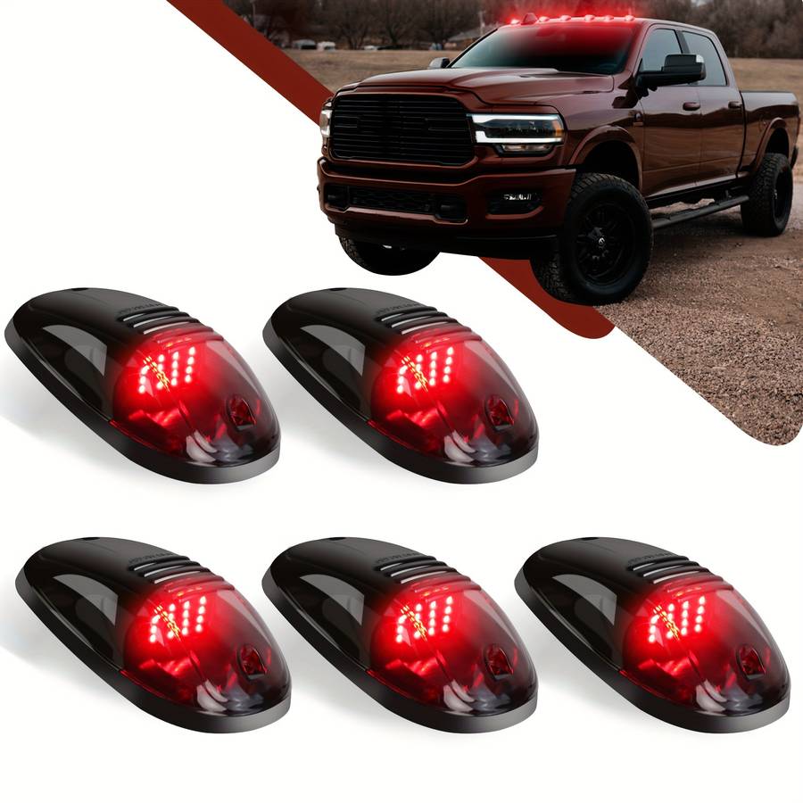 5pcs Red 12V LED Smoke Cab Roof Running Top Marker Light Bulb Assembly Replacement f