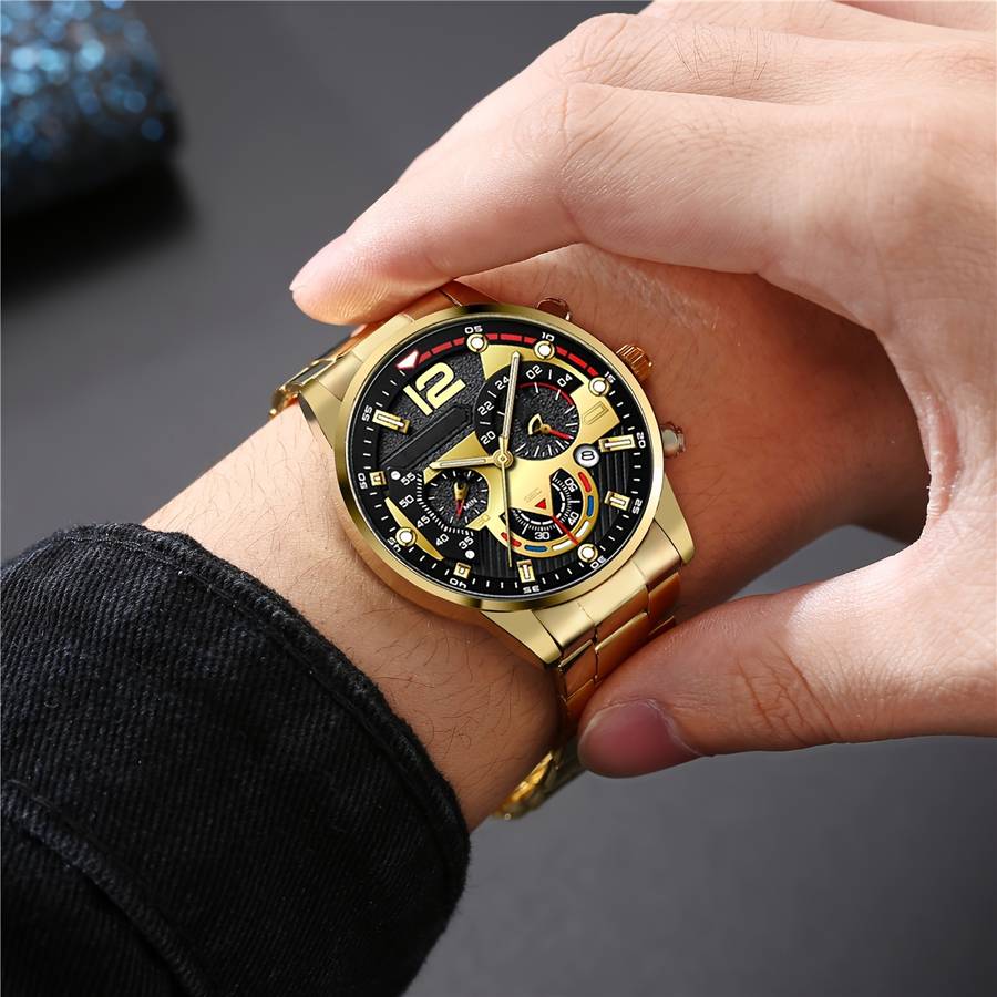 3Pcs Premium Men Watch Wallet Belt Set Luxury Matching With Watch