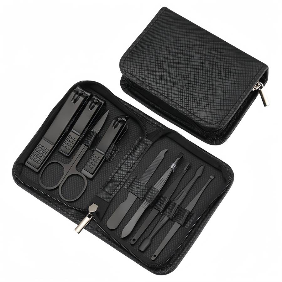 9pcs set Professional Manicure  Pedicure Kit Stainless Steel Nail Clippers Tweezers Scisso