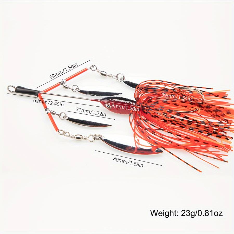 1pc 23g Buzzbait Lure Lead Jig Head Silicone Skirt Rubber Fishing Jigs with Rubber Skirt Lures