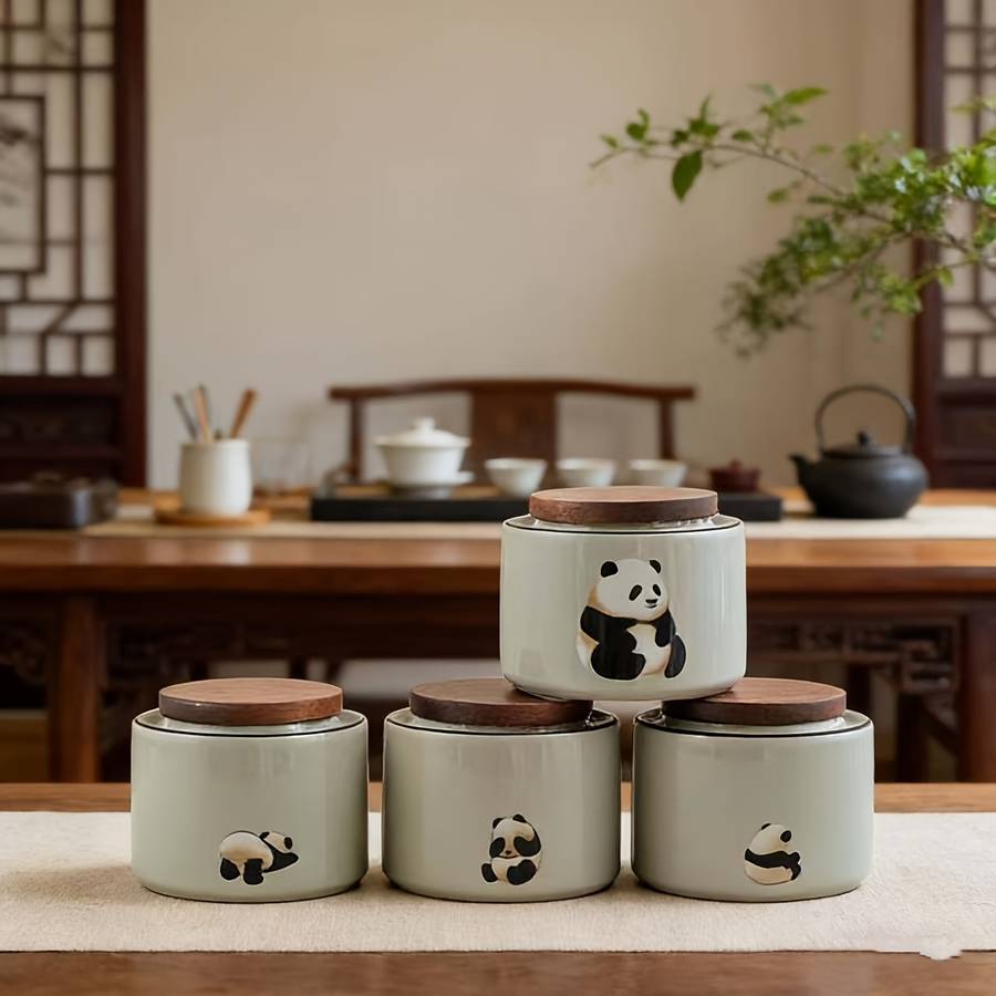 Sealed Jar Color 4Piece Panda Can Set Four Styles