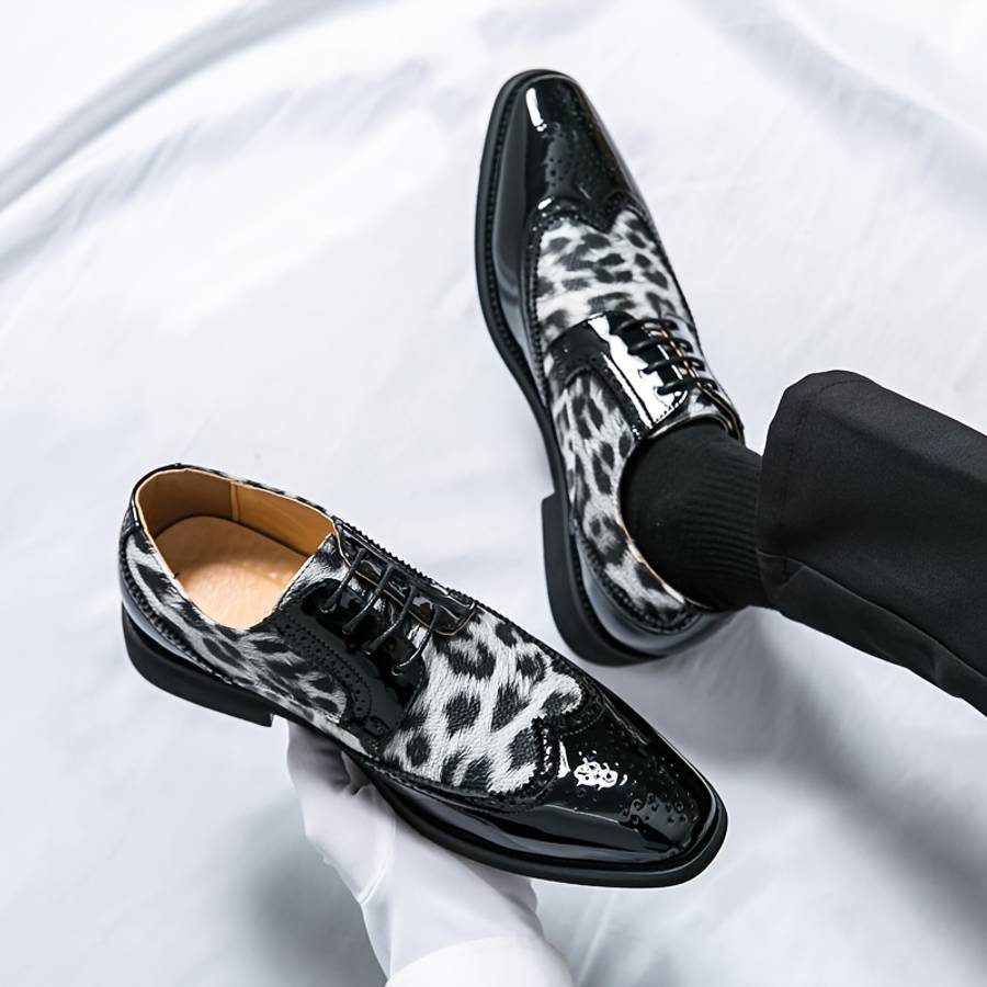 Mens Leather Shoes Color 1829 Black Gray Sizeuk 5