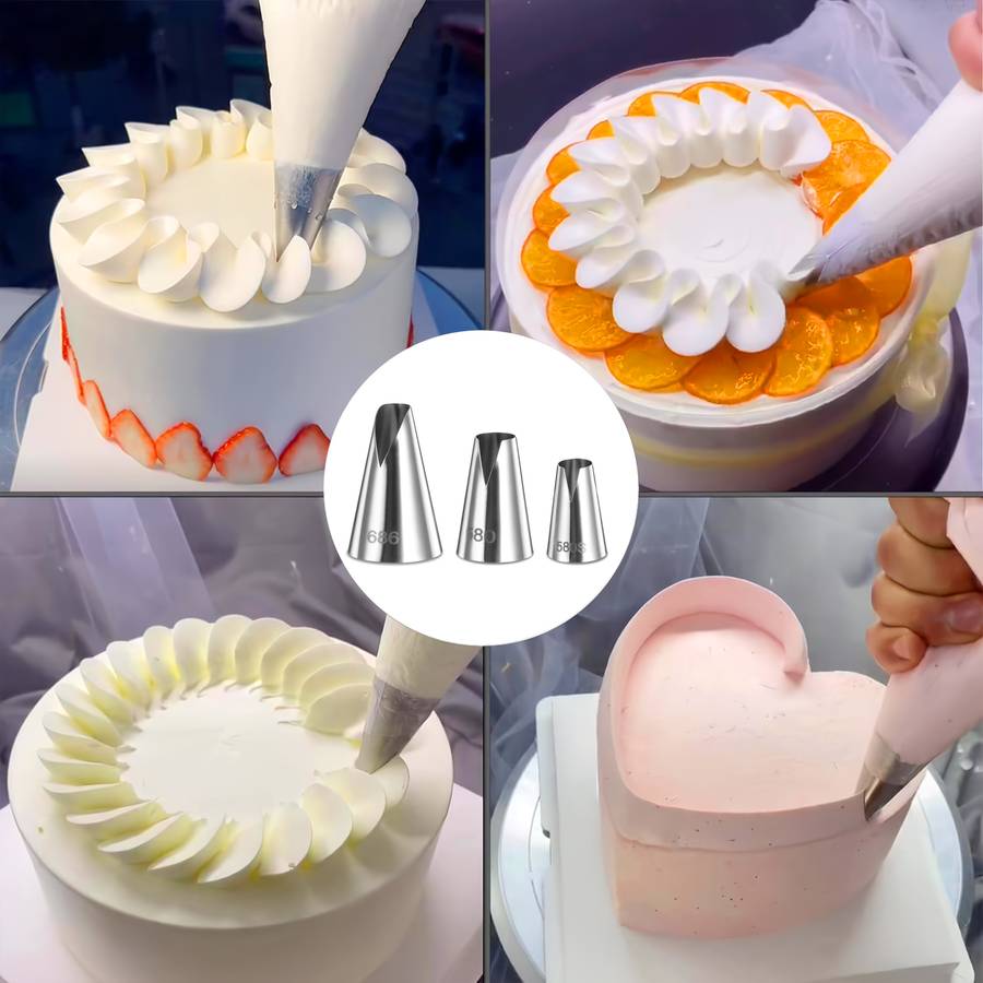Professional Cake Decorating Head Style 3 Piece V Shaped Piping Nozzle