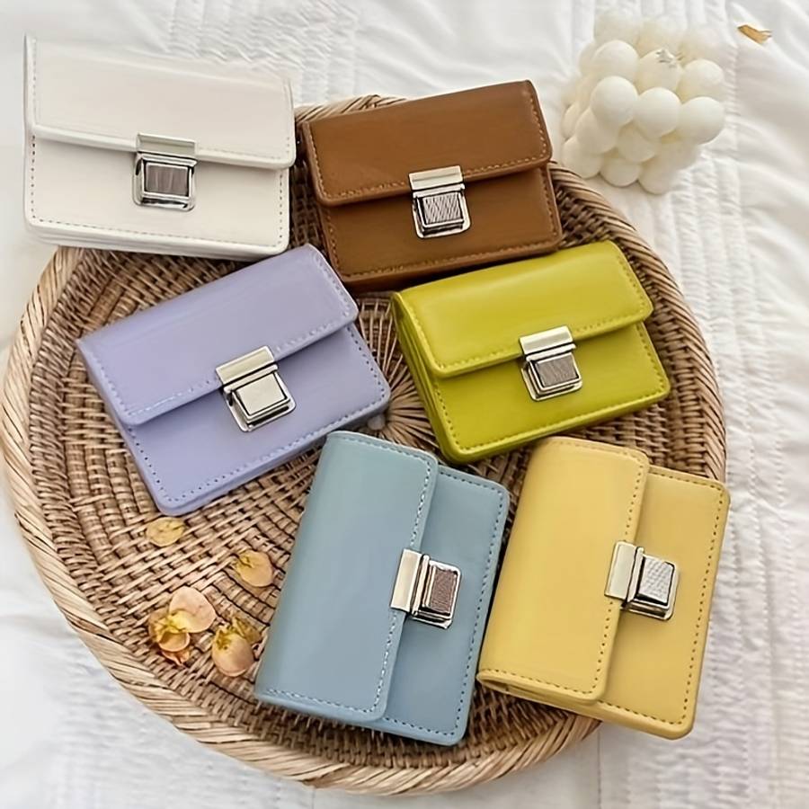 1pc Mini Simple Student Wallet Flip Style Money Clip Fresh Portable Card Holder