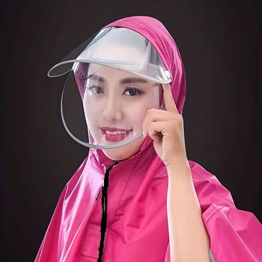 Raincoat Bicycle Double Brim Blue With Face Protection