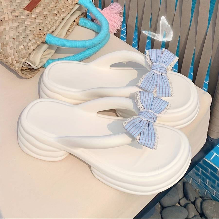 Ladies Summer Flip Flops Cream White Uk 4.5-5