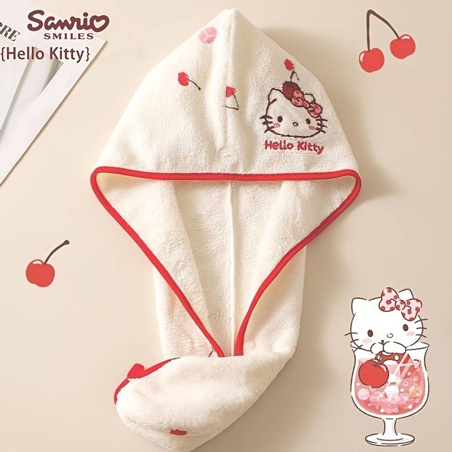 Hair Turban Cherry Kitty Dry Hair CapWhite