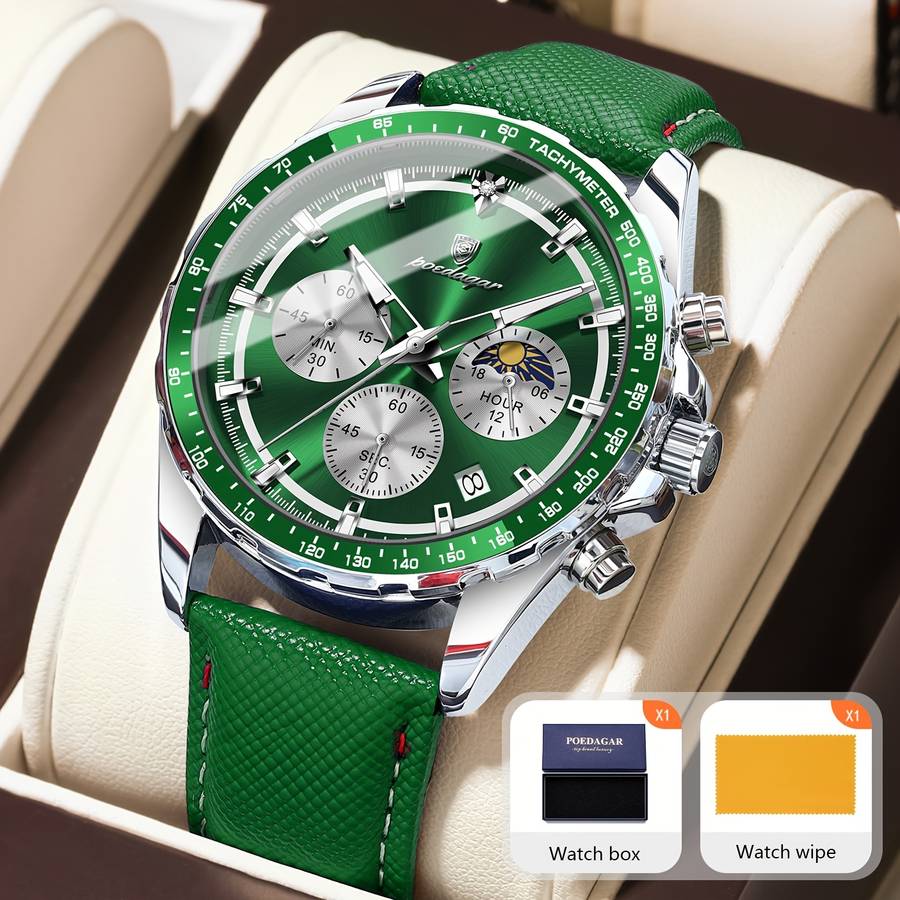 Luxury Leather Waterproof Men Watch Casual Style 3Atm Water Resistance