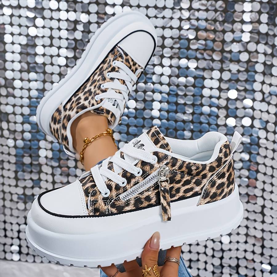 Women S Sneakers Color Black Leopard Print Sizeuk 6