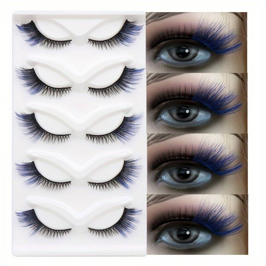 5 Pairs Fluffy 3d False Eyelashes Color Orange Eye Tail 07mm