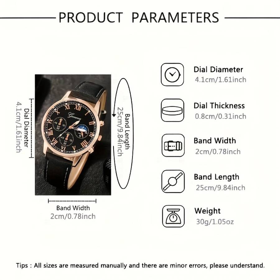 6Pcs Brand New Set Of Men Stylish Quartz Watches Featuring Simulated