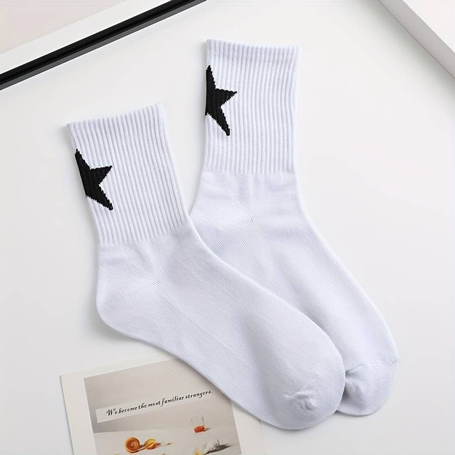 2 Pairs Black And White High Elastic Socks