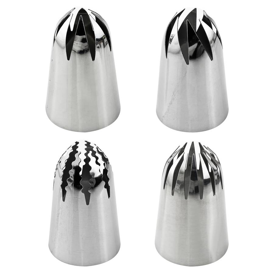 Professional Cake Decorating Head Style 4 Piece Set With Extra Large Mouth