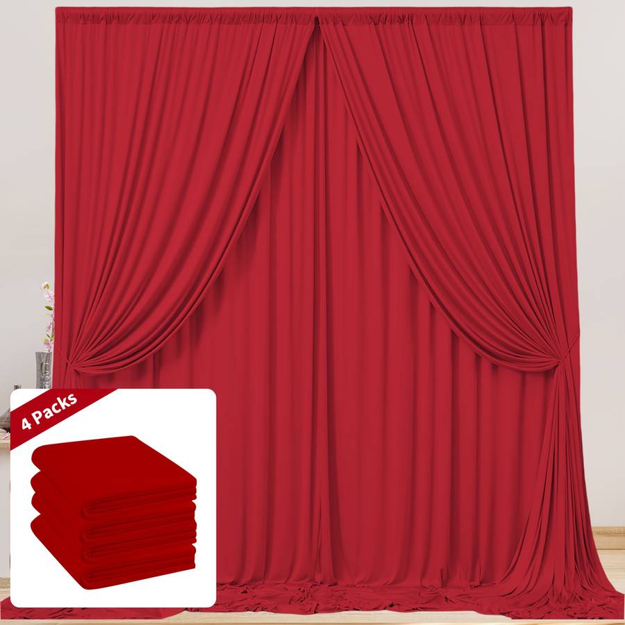 Wedding Supplies Color Red Size 6.1X3.05Meter 4 Panels 152.4Cm X 3.05Meter