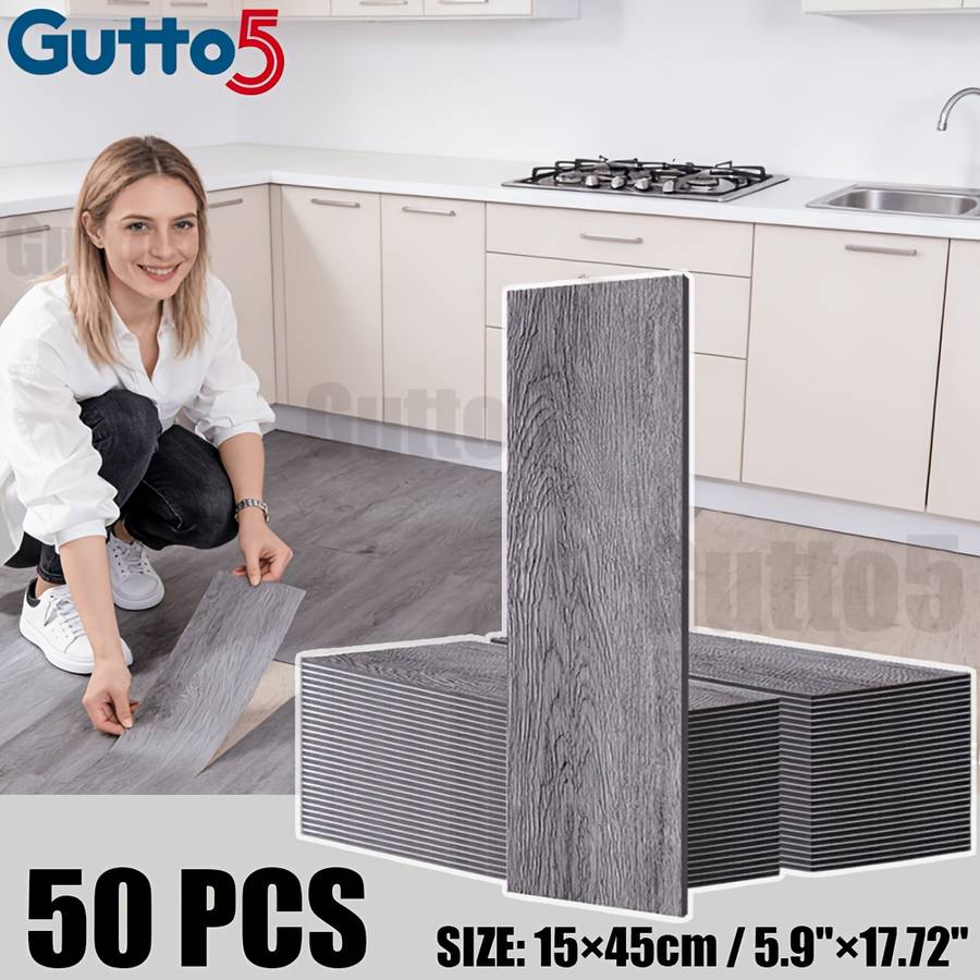 Self Adhesive Floor Stickers Concrete Gray 50 Pcs Covers 3.38O