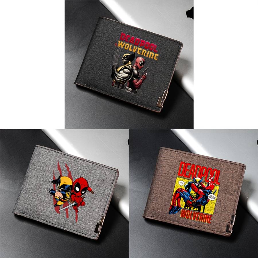 Everyday Comfort Deadpool Wolverine Vintage Canvas Walletcartoon Design Black Gray Cre