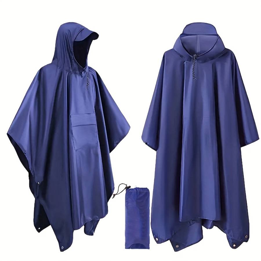 Raincoat Blue 2Piece Set Storage Bag  Raincoat With Pocket