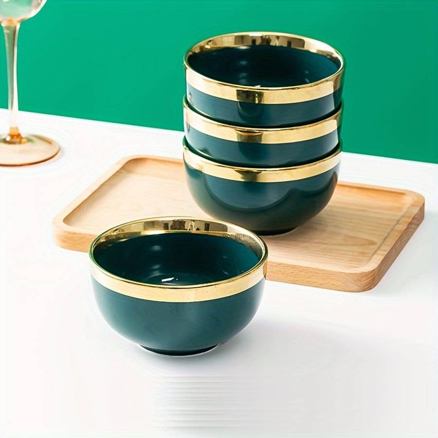 Bowl Items 4Pcs 4.5In Bowl Createdemerald Golden Plated