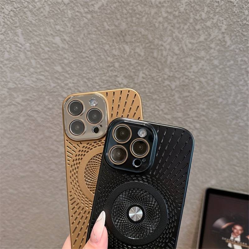 1Pc Golden For iPhone 16 Hollow Heat Dissipation Phone Case