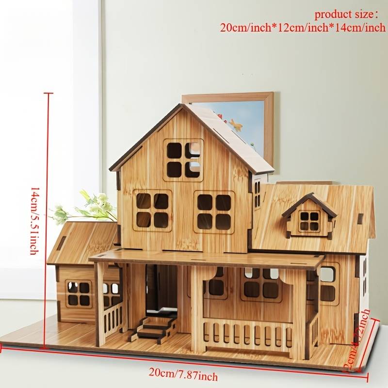 Building Toy Architectural Model Toy Set Color Warm Cabin [Laser Bamboo Version]