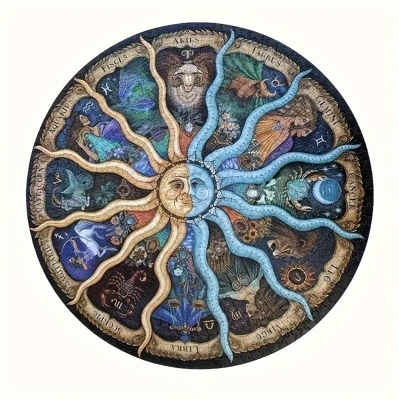 1000pcs Zodiac Signs Jigsaw Puzzle Vibrant Astrological Chart Design with Sun Moon