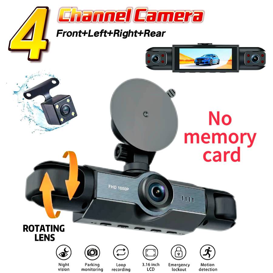 Dashcam Model 4 Cameras Front Rear Left And Right Including 32G Card