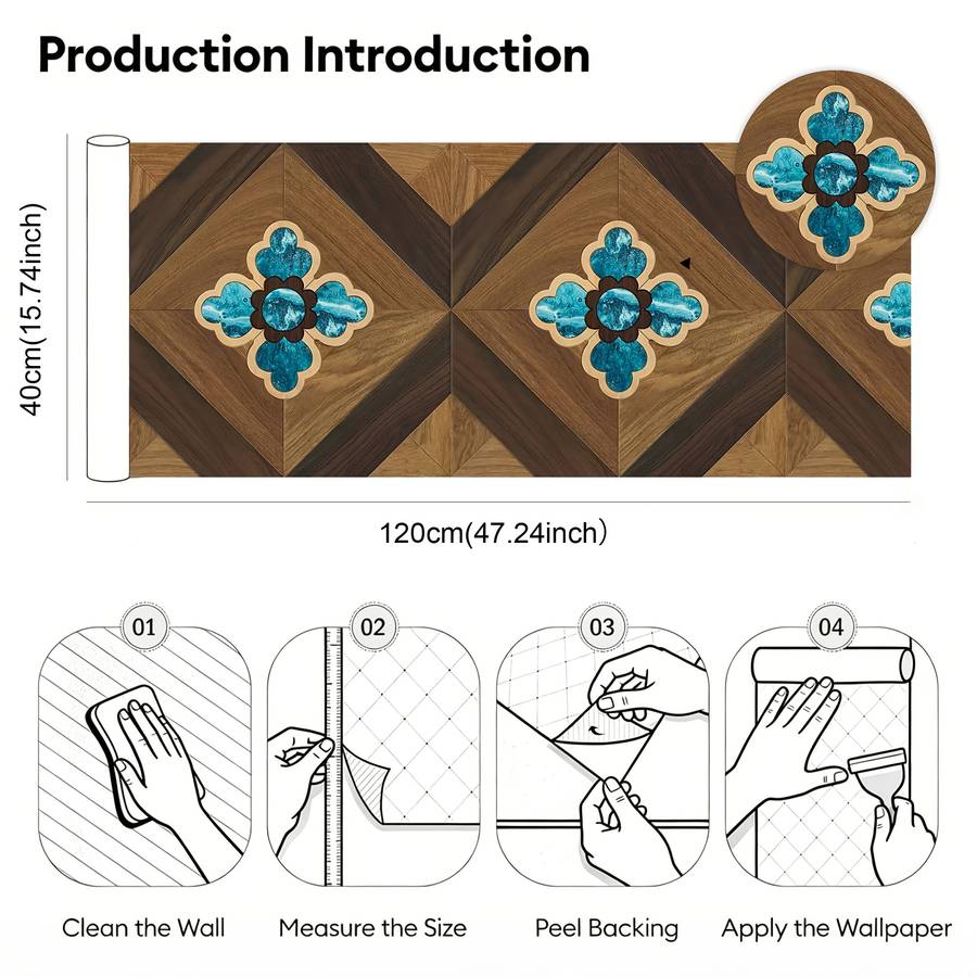 Self Adhesive Floor Stickers 40Cm*120Cm Wood Grain
