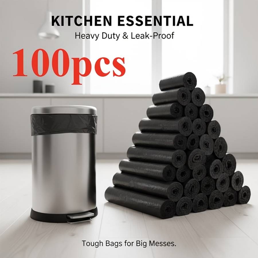 Trash Bag5 Rolls Of 100 Black Pieces