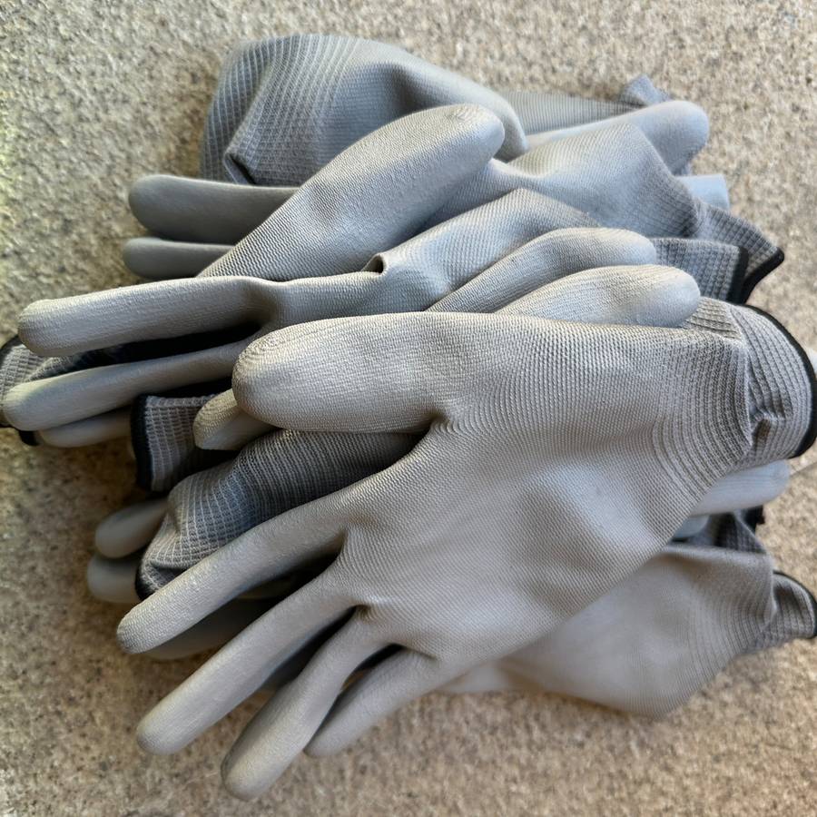 Work Gloves Color Gray   14Pcs Polyester Add Pu