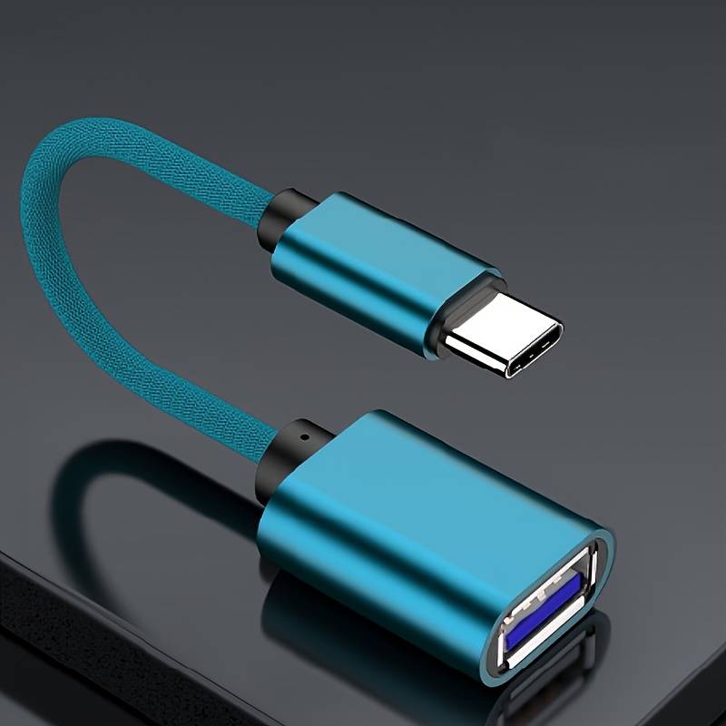 1pc Nylon Braided USB to Type-C Cable OTG Adapter for Data Transfer Power Output Input 0-5W