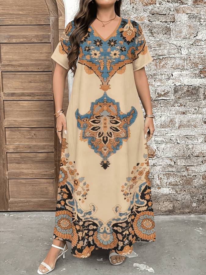 Women S Dress Color Apricot Size 5Xl