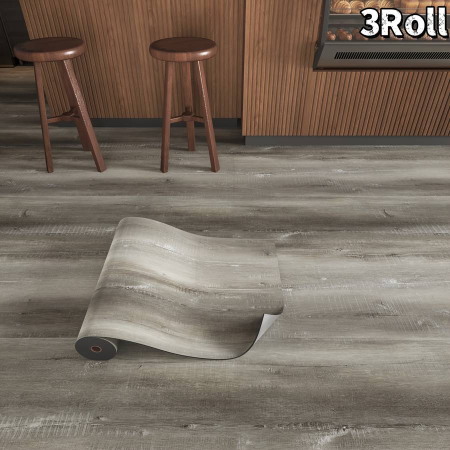 Self Adhesive Floor Stickers Light Gray Wood Grain 3Rolls