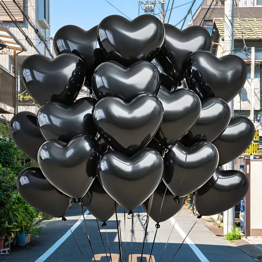 25Pcs Handcrafted Sturdy Vibrant Heart Shaped Latex Balloons For Wedding Events