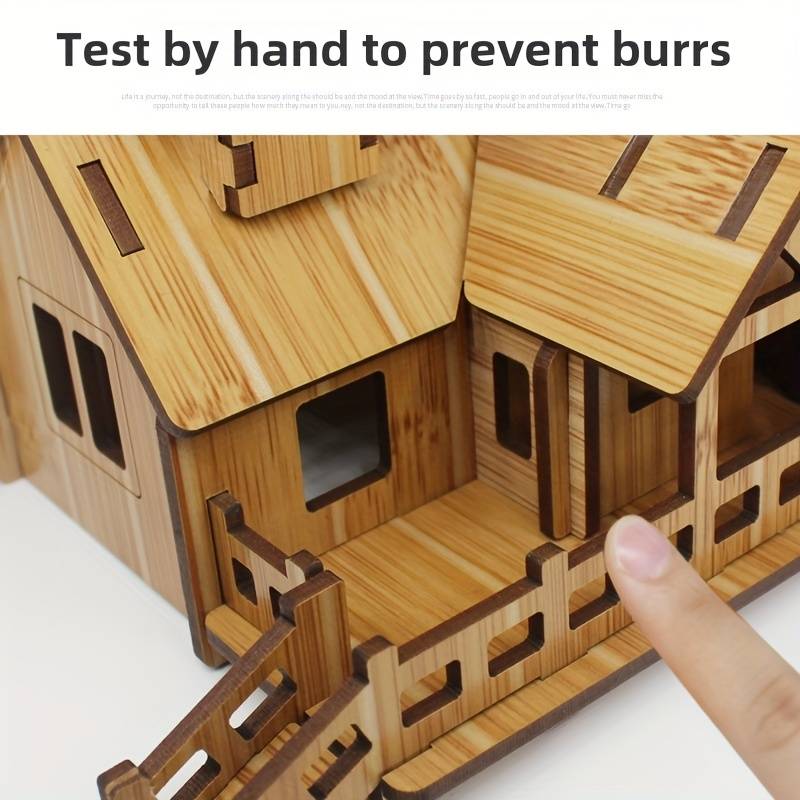 Building Toy Architectural Model Toy Set Color Warm Cabin [Laser Bamboo Version]