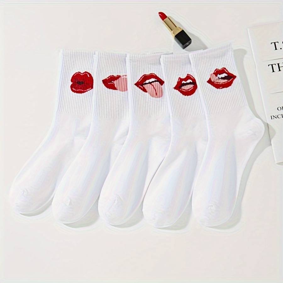5 Pairs Of White One Size High Elastic Socks