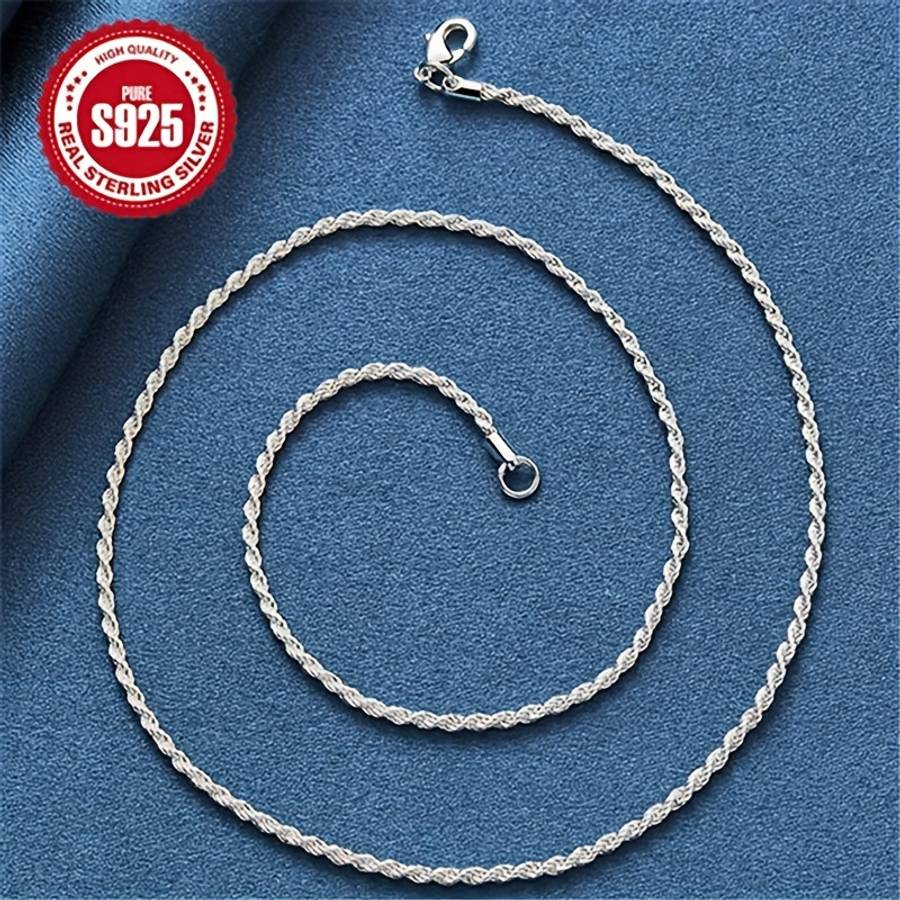 Dainty Stainless Steel Twisted Sterling Silver Necklace Hypoallergenic Elegant