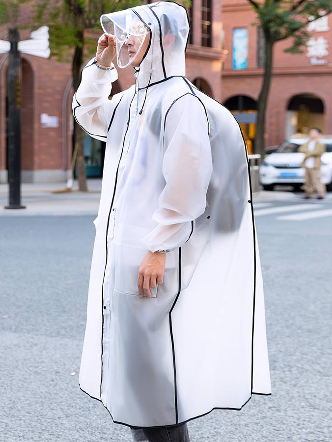 Raincoat Transparent Black Border Size L
