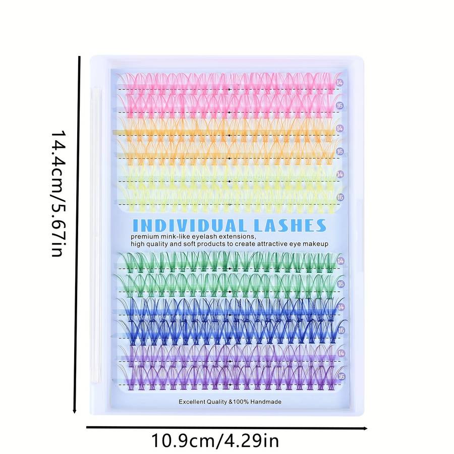 240 Clusters Fluffy Mink Lashes Items Six Color Fox Series 12 Rows 240 Flowers