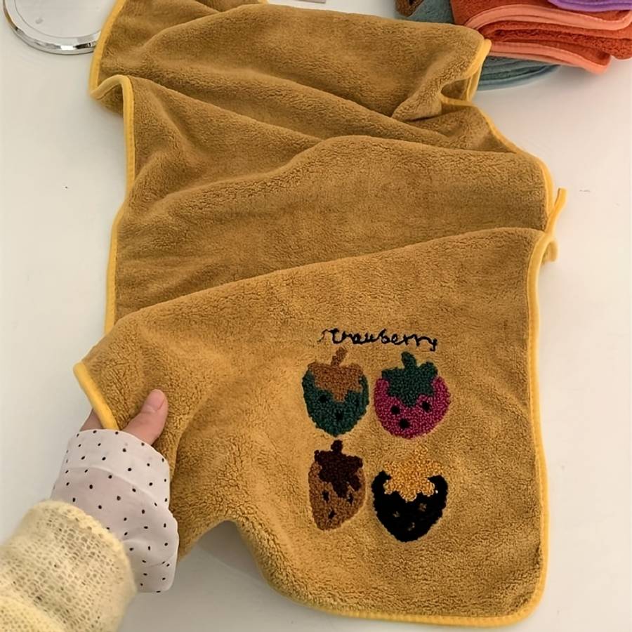 Towel Color Pack Of 5 Strawberry Embroidered Towels