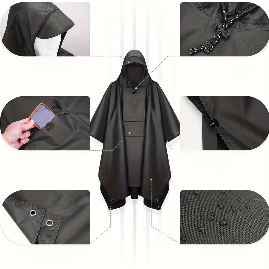 Raincoat Blue 2Piece Set Storage Bag  Raincoat With Pocket
