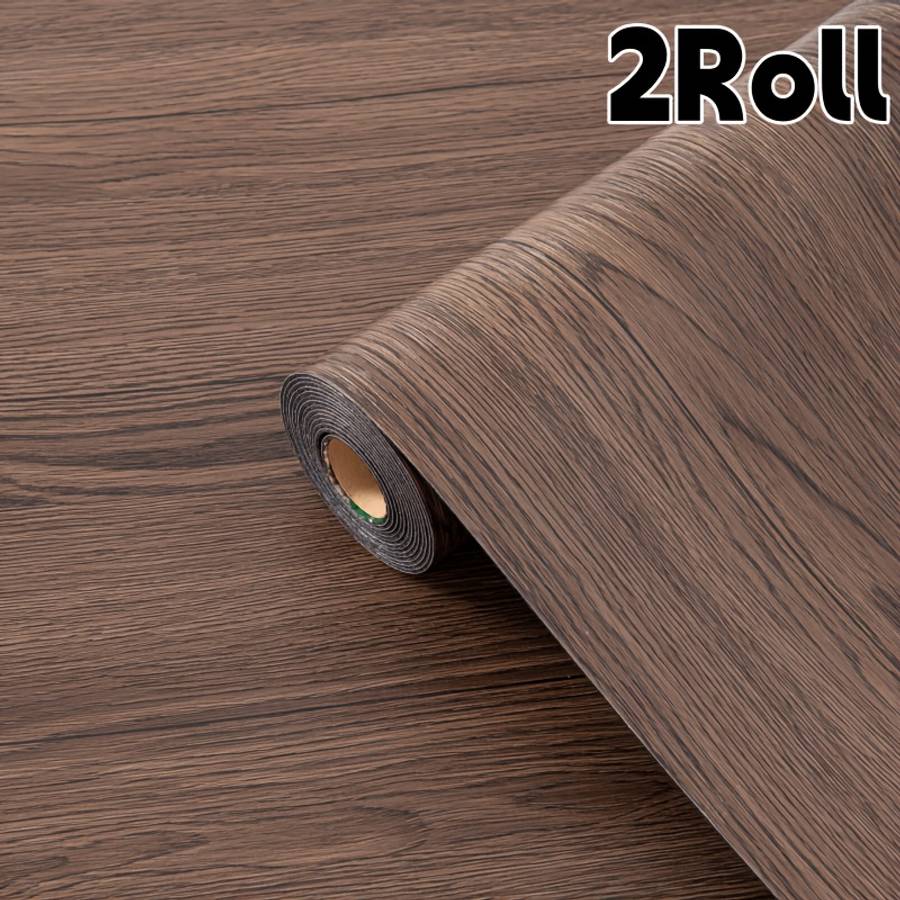 Self Adhesive Floor Stickers Dark Coffee Walnut Wood 2Roll