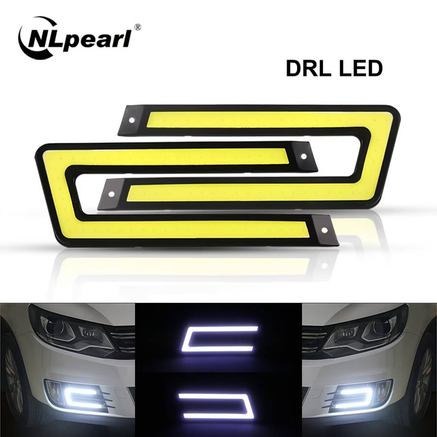 2pcs Car-Shaped COB LED Daytime Running Lights DC 12V High-Brightness LED DRL Exter