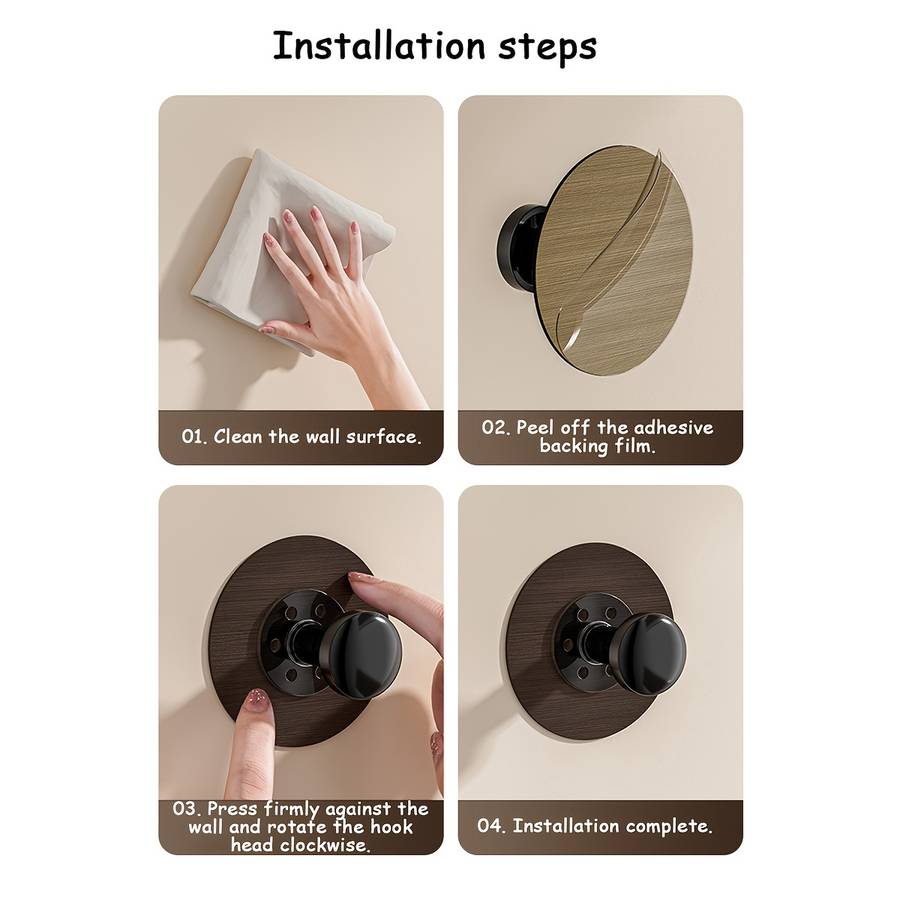 Amoichic Adhesive Hooks Towel Hooks For Tiles And Smooth color Walnut