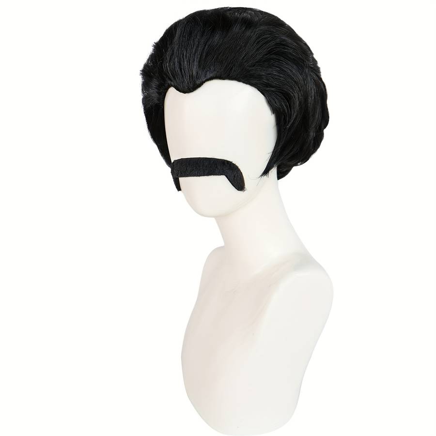 Black Mens Wigs Hair Length 25.4Cm
