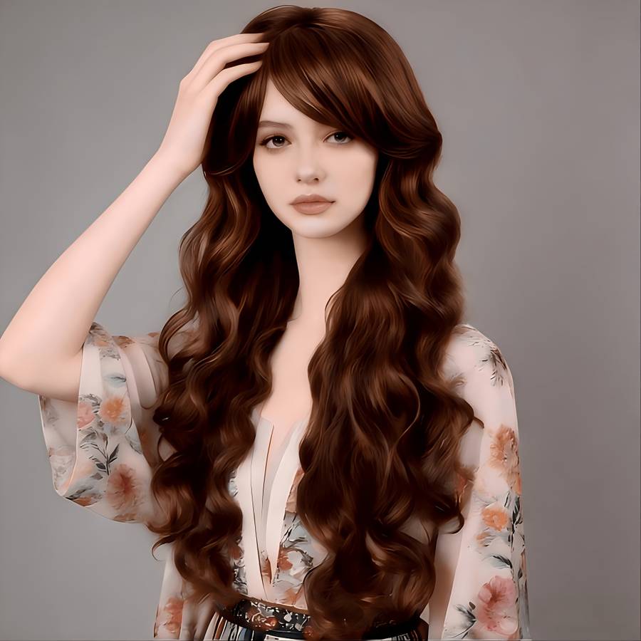 Women S Wigs Dark Brown Hair Length81.28Cm