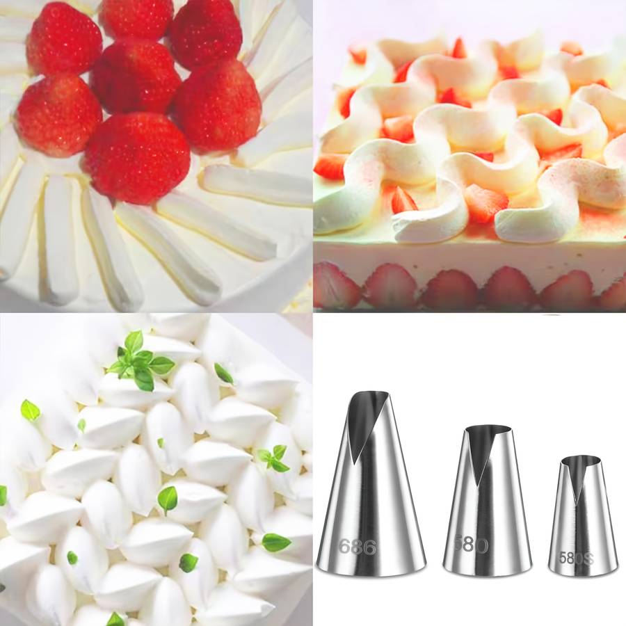 Professional Cake Decorating Head Style 3 Piece V Shaped Piping Nozzle