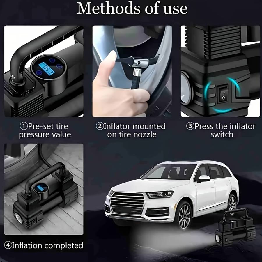 Professional Alloy Essential Powerful Compact Car Tire Inflator For Emergency