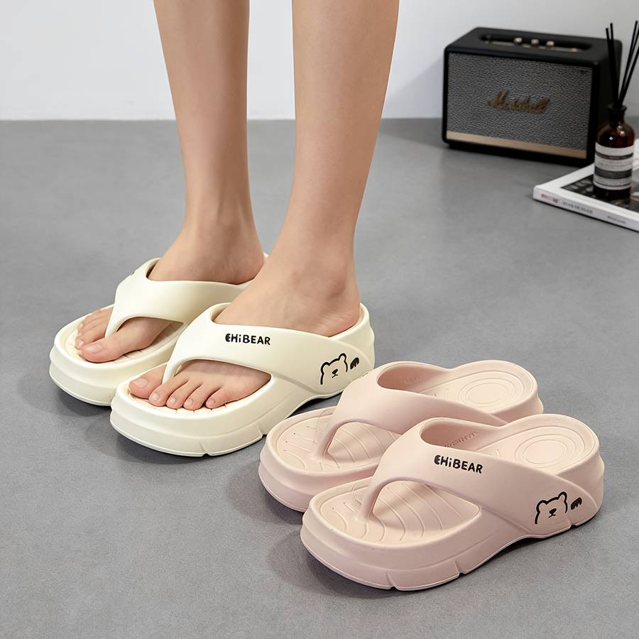 Ladies Summer Flip Flops Black Uk 4.5-5